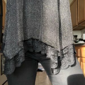 SHIMMERY TANK TOP WITH LACE BOTTOM